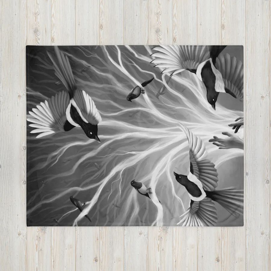 The Magpie Tree Throw Blanket product image (6)