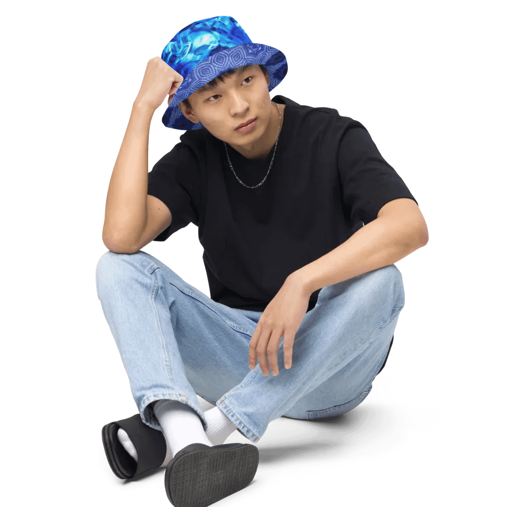 Blue and White Kaleidoscope Buckethat product image (6)