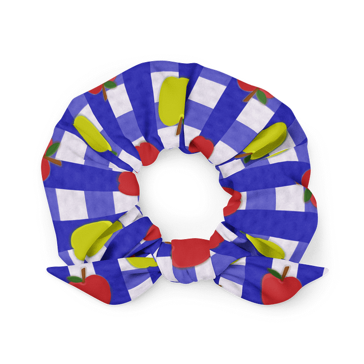 Apple Gingham Pattern-Blue Background Scrunchie product image (1)