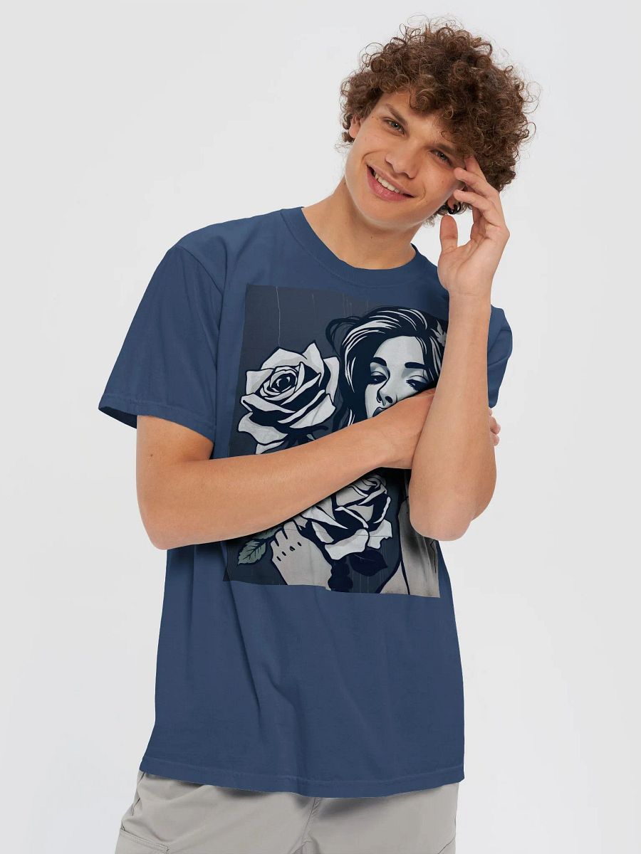 Baby Blue with Roses, Supersoft garment dyed heavyweight tee product image (5)