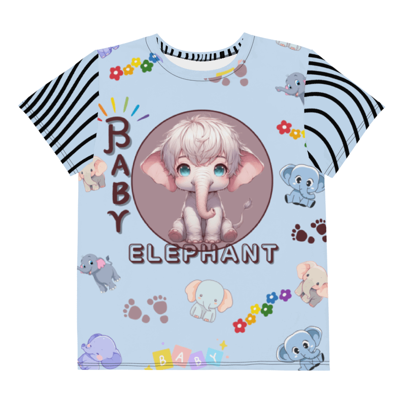 KIDS- GIRL TEE -BABY ELEPHANTS (BLUE) - All-Over Print Youth Crew Neck T-Shirt product image (1)
