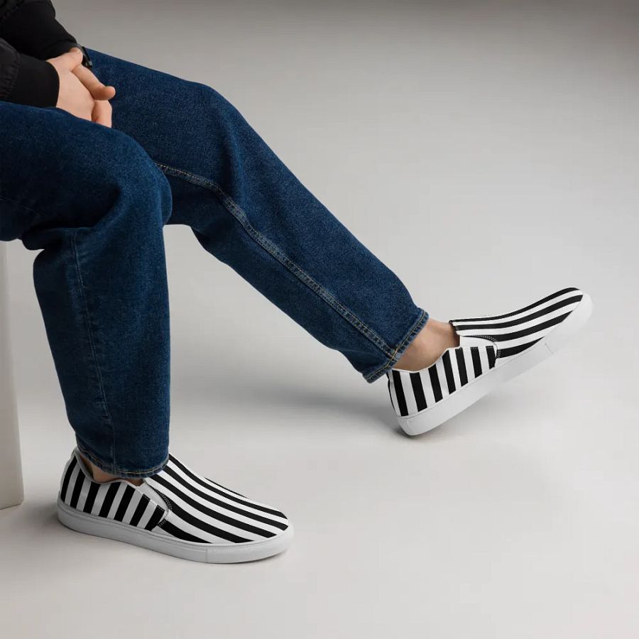 Black And White Striped Men's Shoes product image (4)