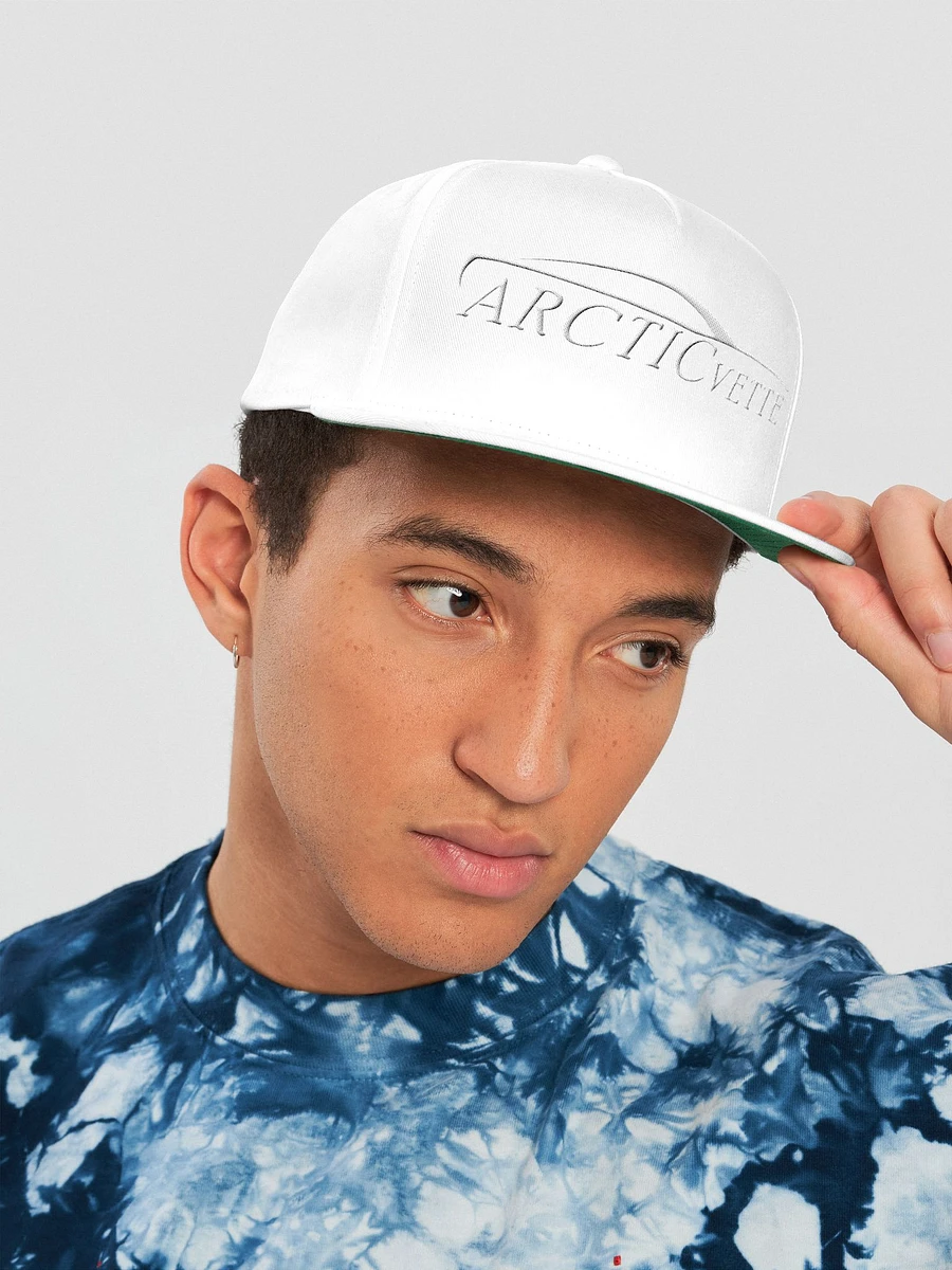 Arctic Vette Flat Bill Snap Back Hat - All White product image (5)