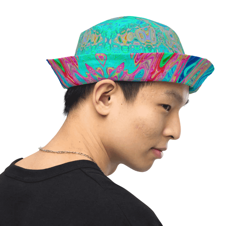 Groovy Abstract Retro Rainbow Atomic Waves Bucket Hat product image (1)