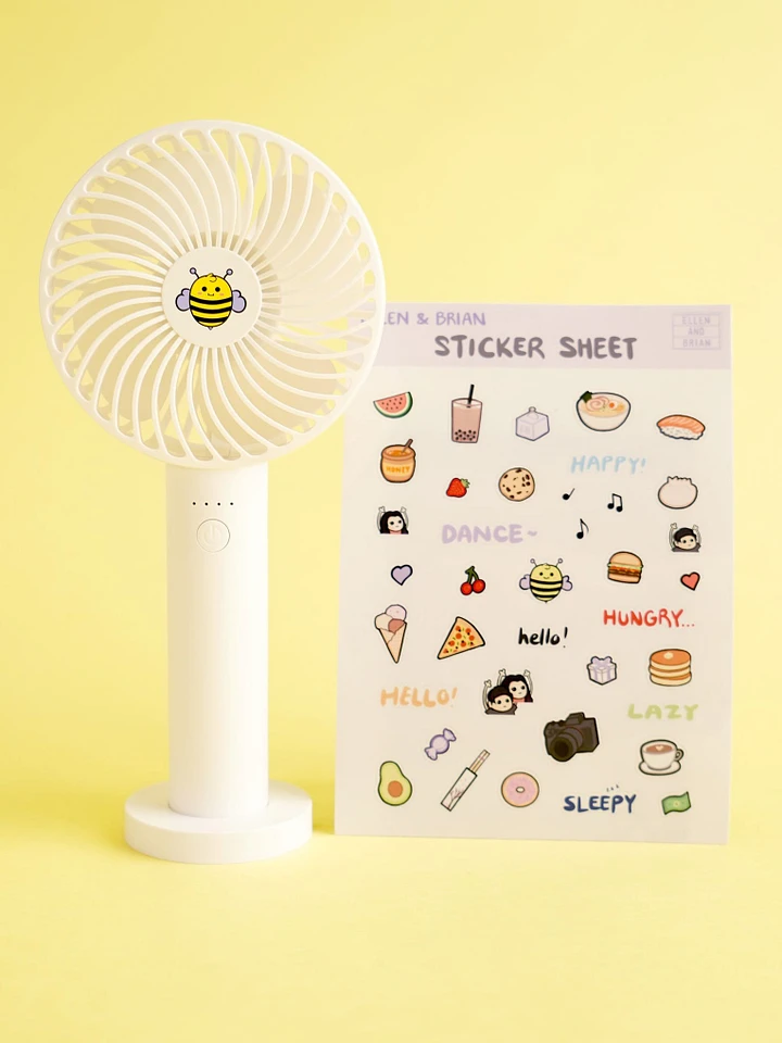 HANDHELD EEBEE FAN AND STICKER SHEET BUNDLE! product image (1)