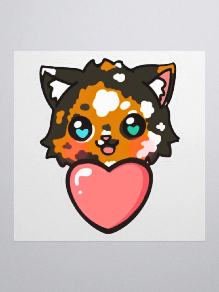 Kawaii Cat Hand-drawn Heart Sticker Set product image (1)