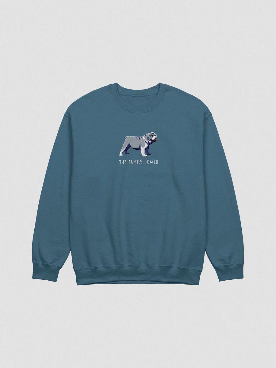 The Family Jowls Sweatshirt (Embroidered) of an English Bulldog(Blue) product image (4)