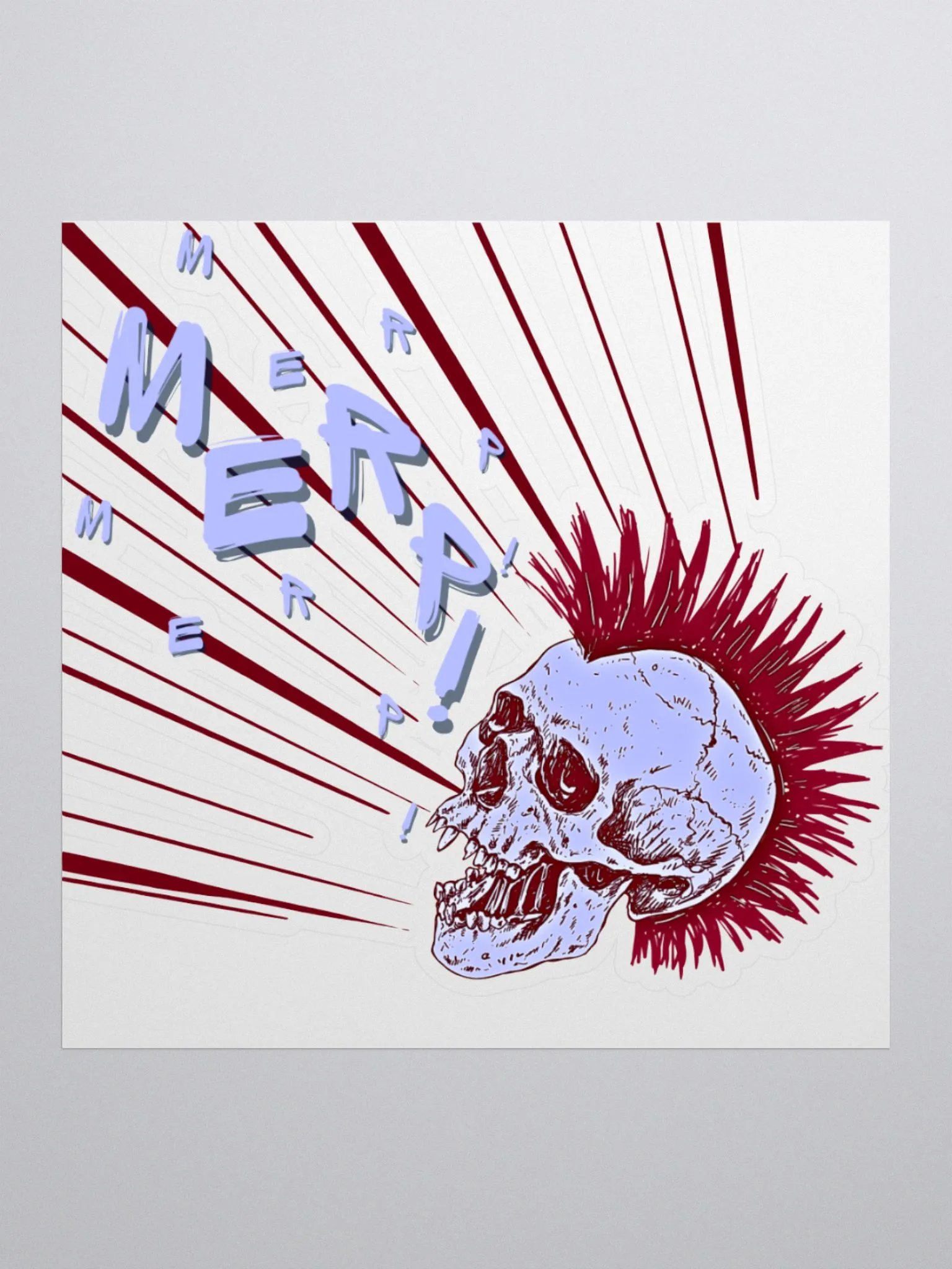 Merp Skull (Blue/Red) Kiss-Cut Sticker product image (1)