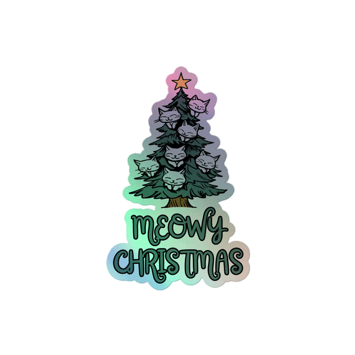 Meowy Christmas Holographic Sticker product image (2)