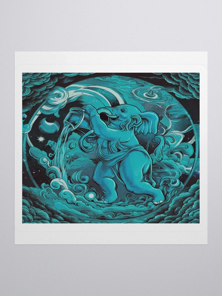 Aquarius Celestial Elephant Vinyl Sticker - Exclusive Zodiac Fantasy Art product image (1)
