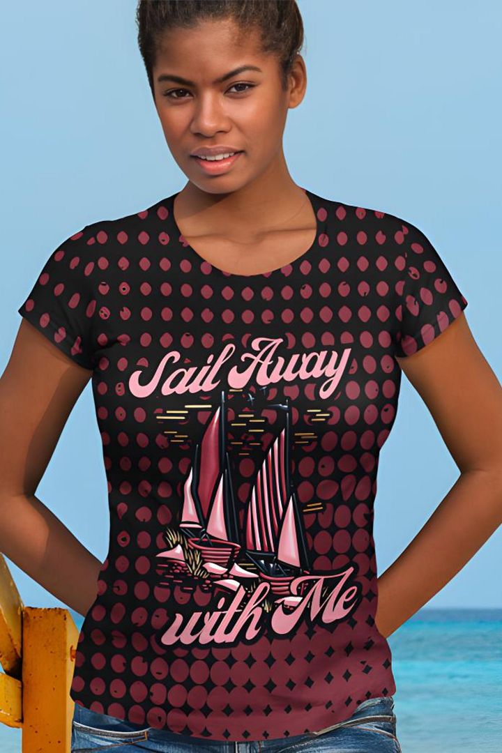Sail Away with Me pink All Over Print T-shirt product image (1)