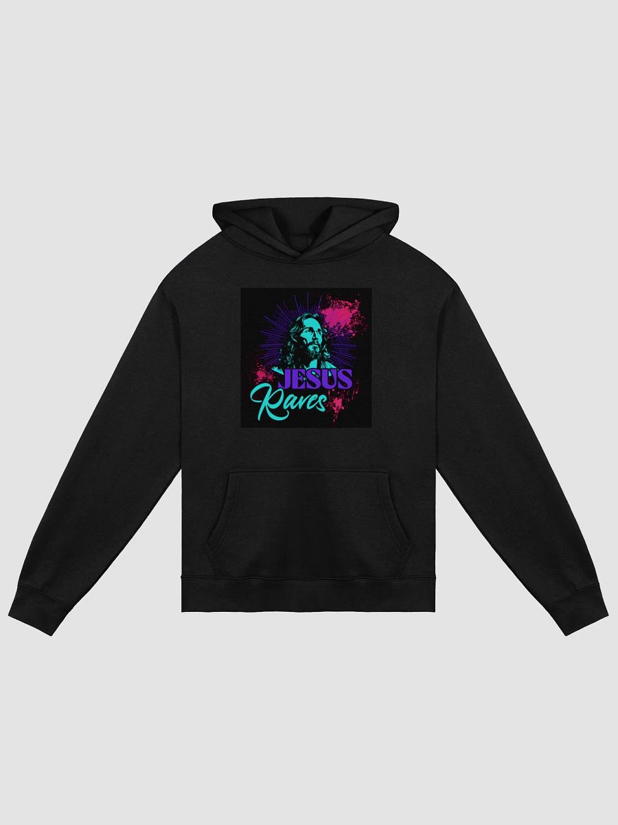 jesus raves, image on front and back, premium hoodie product image (1)