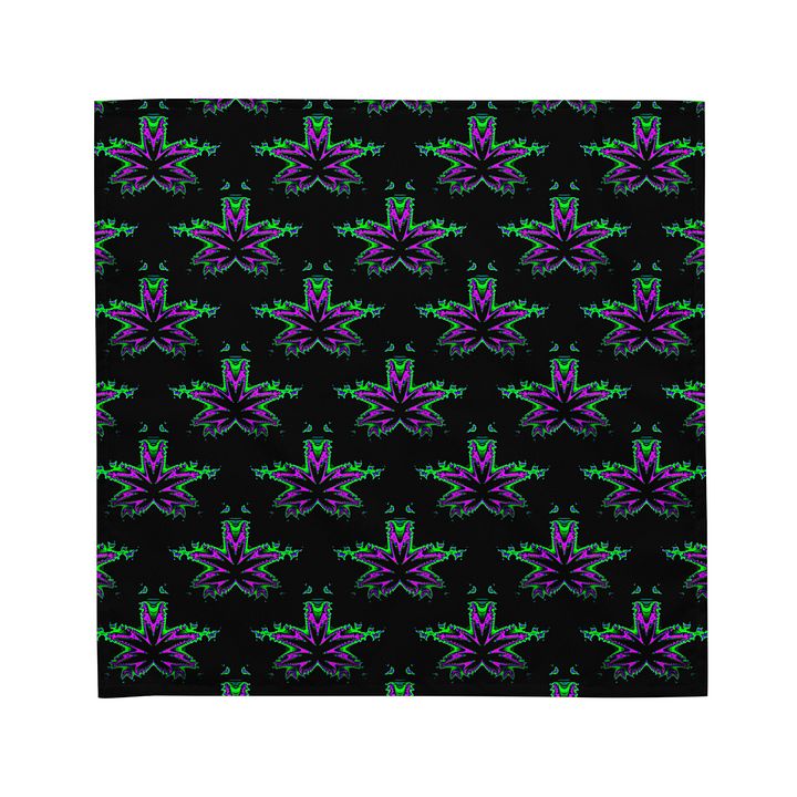 Weird Weed Twisted Budz Bandana, 420 Pot Leaf Pattern Accessory, Neon Pink Green Blue Cannabis Art product image (4)