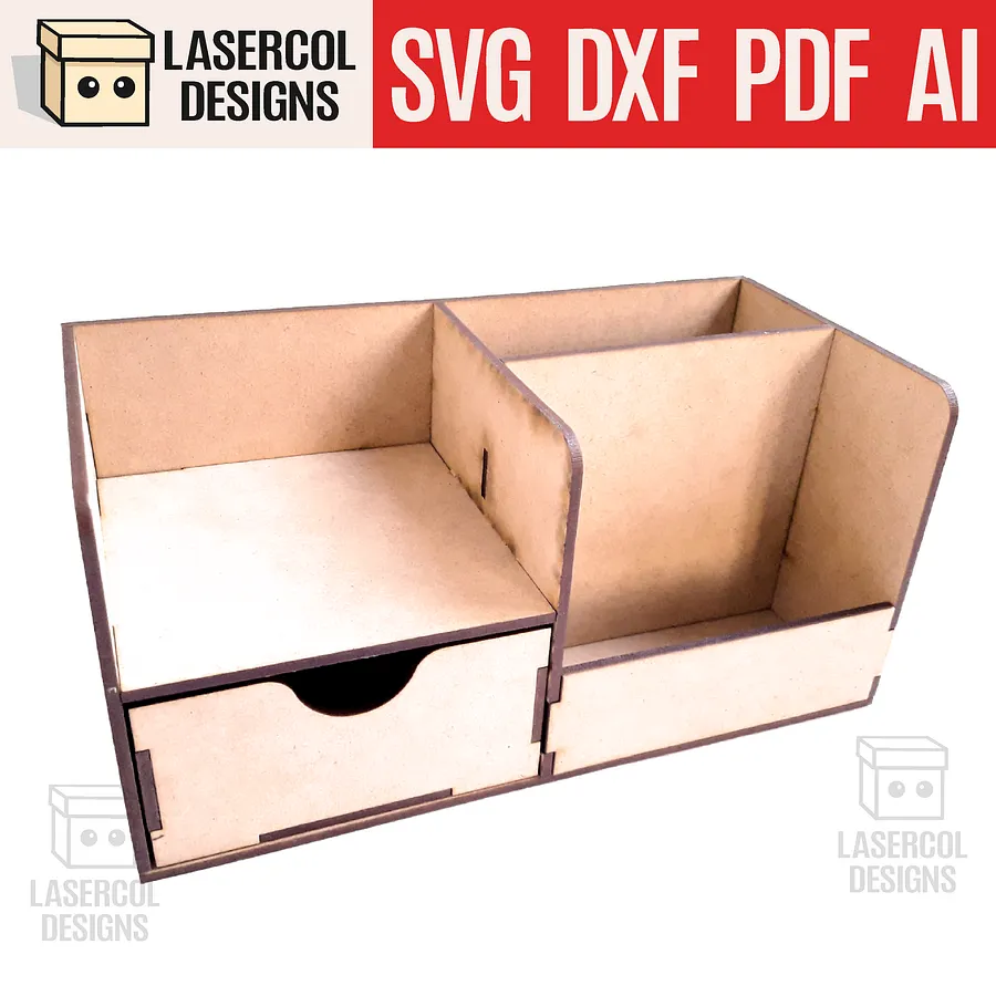 Desk Organizer with drawer - Laser Cut Files product image (1)