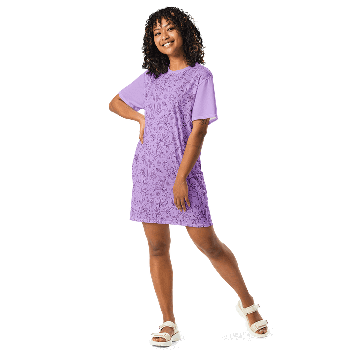 Light Purple Lilac Floral Women's T-Shirt Dress product image (2)