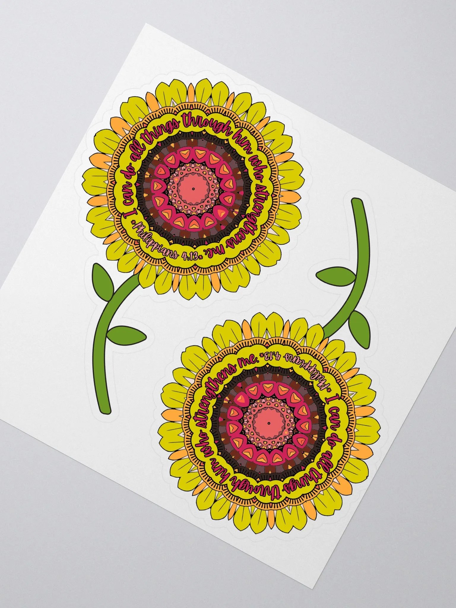 Philippians 4:13 Sunflower Sticker Sheet product image (1)