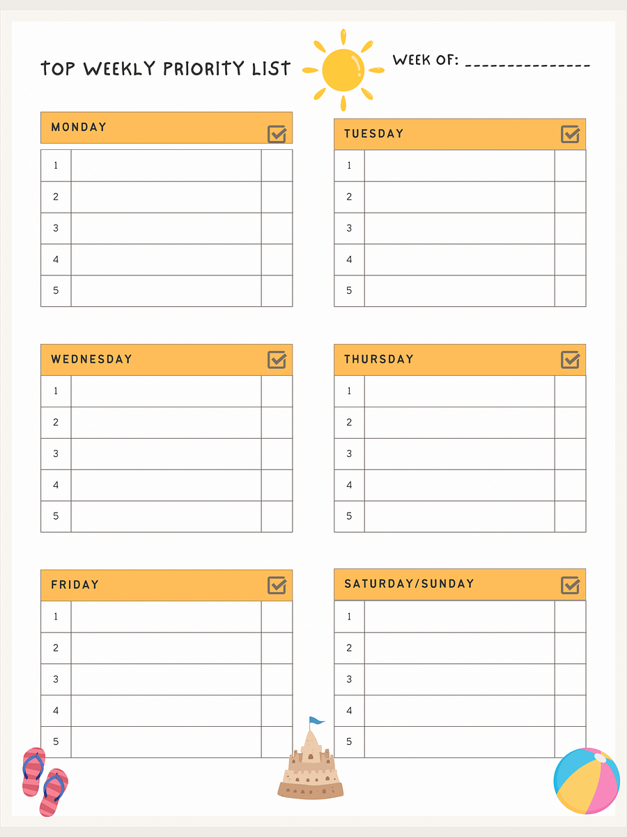 Planner Priority List (Beach theme) product image (1)