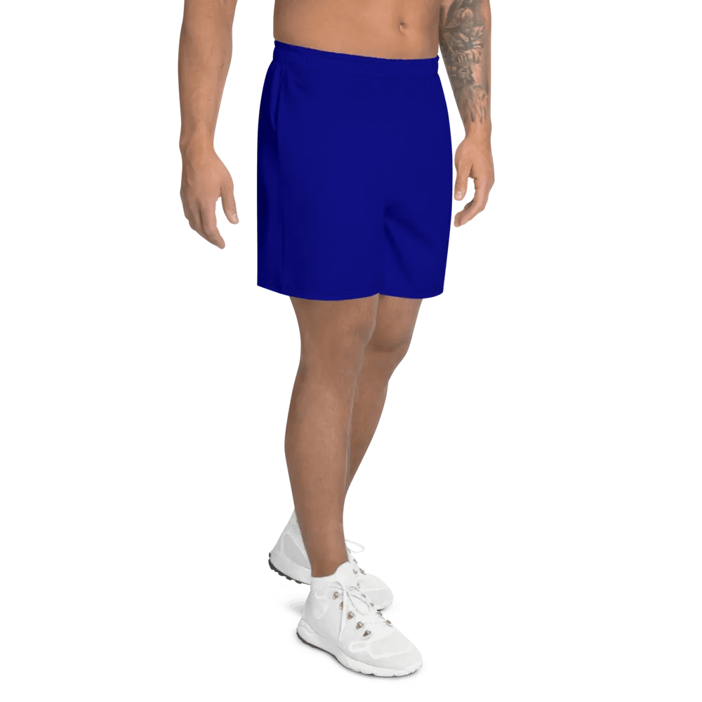 Plain Color Navy Blue Athletic Long Shorts product image (4)