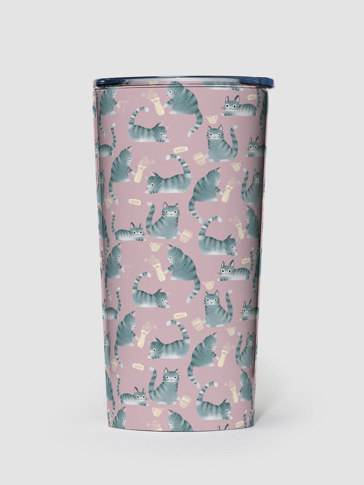 Bad Grey Tabby Cats Knocking Stuff Over Tumbler, Pink product image (1)