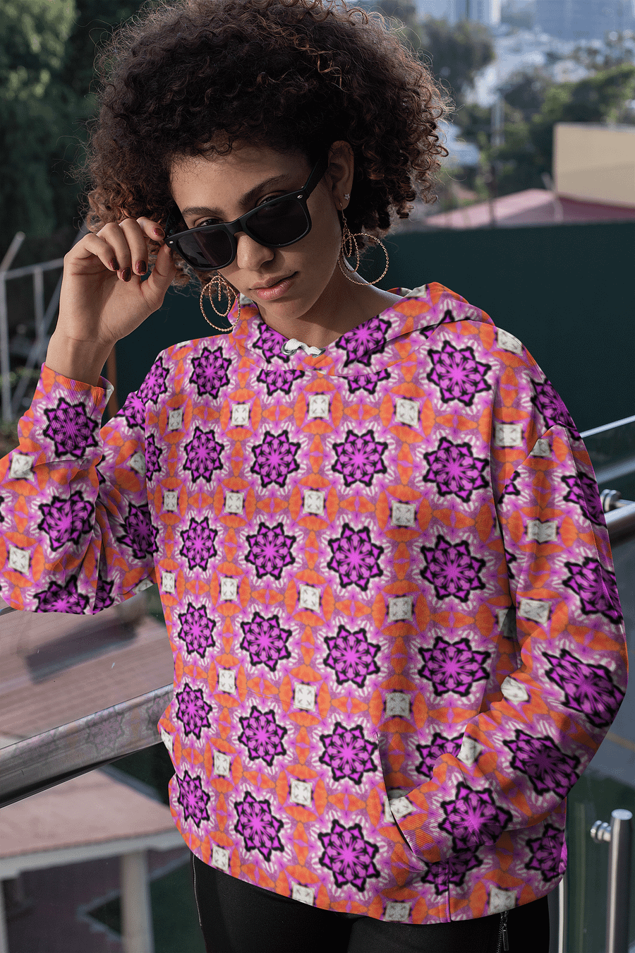 Abstract Foxy Repeating Pattern Unisex All Over Print Hoodie product image (5)