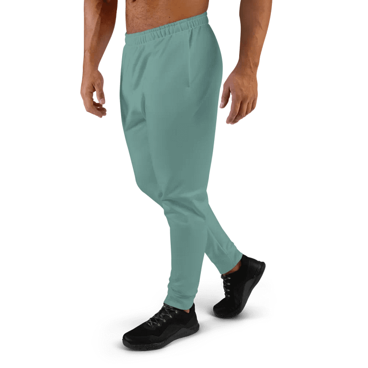 Plain Medium Teal Green Soft Summer Recycled Polyester Premium Men's Joggers by Treasure Pie product image (2)