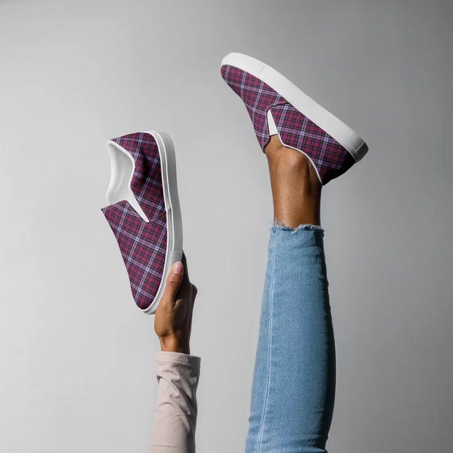 Bright Purple Plaid Women's Slip-On Shoes product image (8)