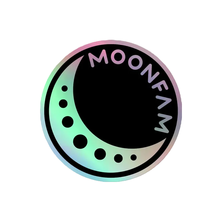 MoonFam 𝖑𝖔𝖌𝖔 holographic sticker product image (2)