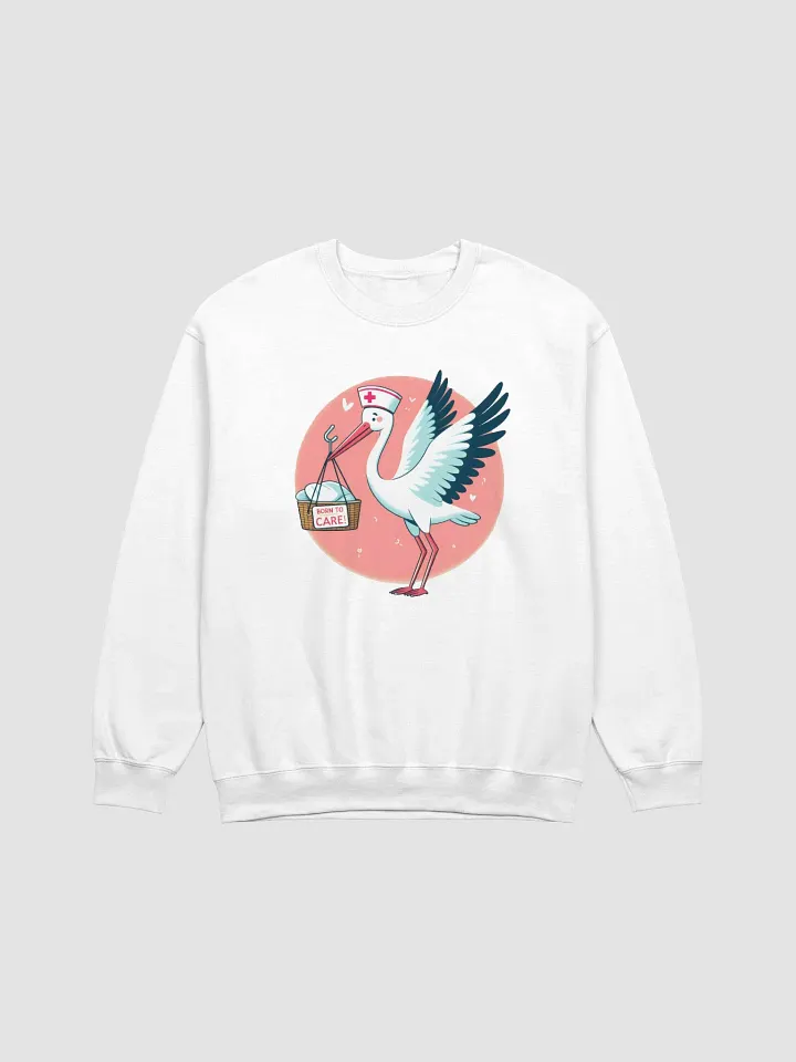 BORN TO CARE! Stork Nurse Crewneck Sweatshirt product image (5)