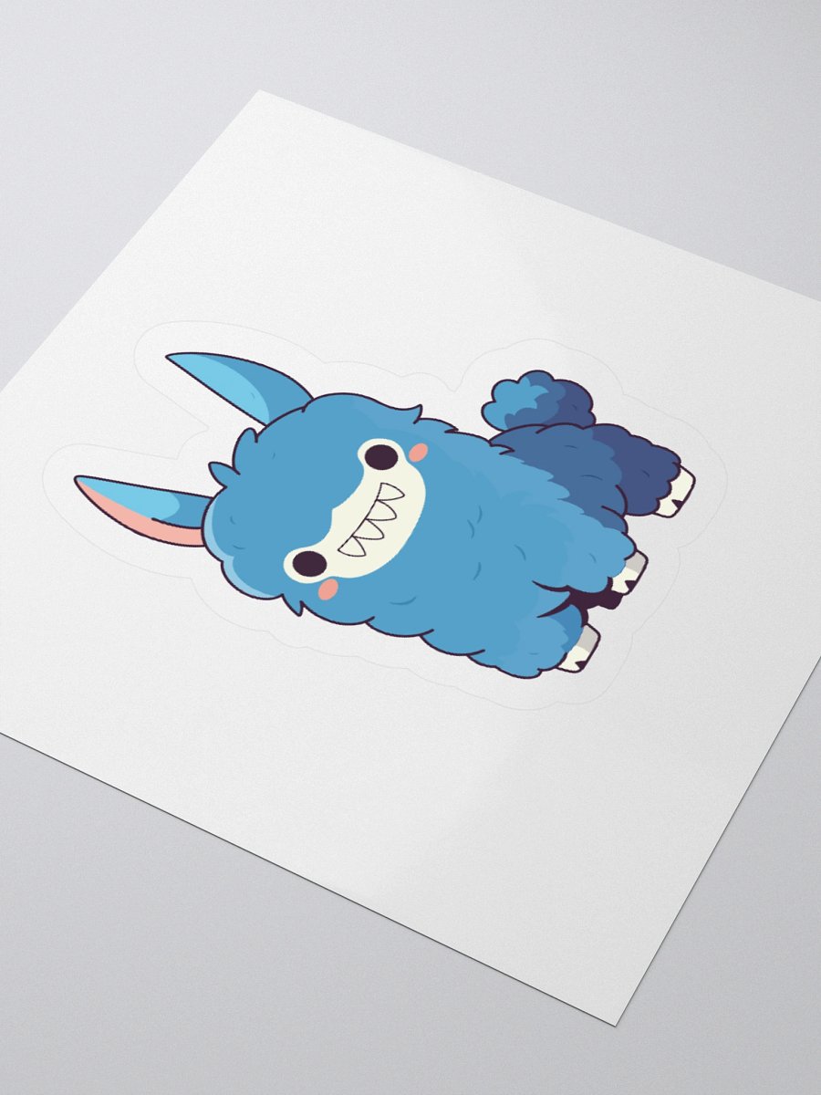 Nibblin Alpaca Kiss Cut Sticker – Cute Blue Vinyl Alpaca Decal product image (3)