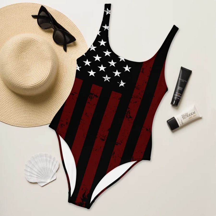 Distressed Red and Black Americana One Piece product image (6)