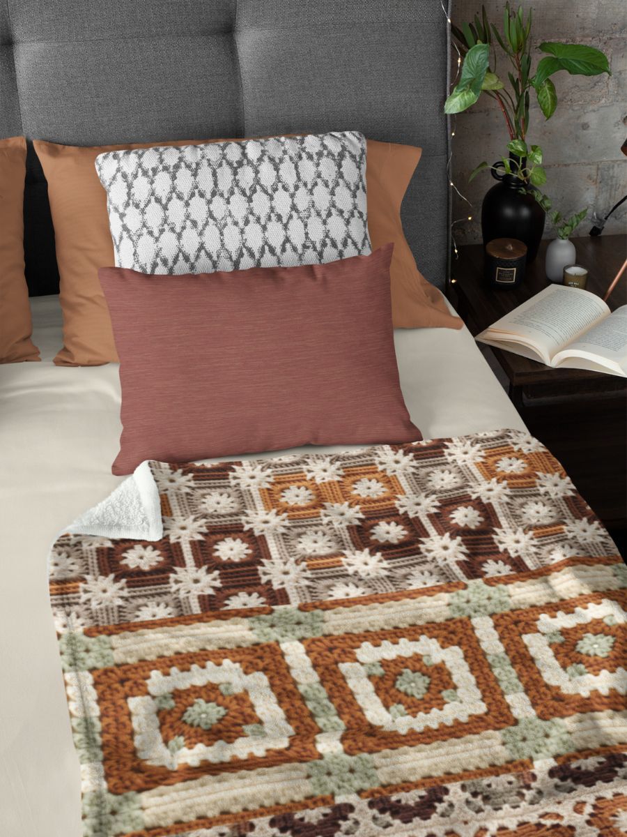Fall Colors Granny Knit Patchwork Throw Blanket product image (1)