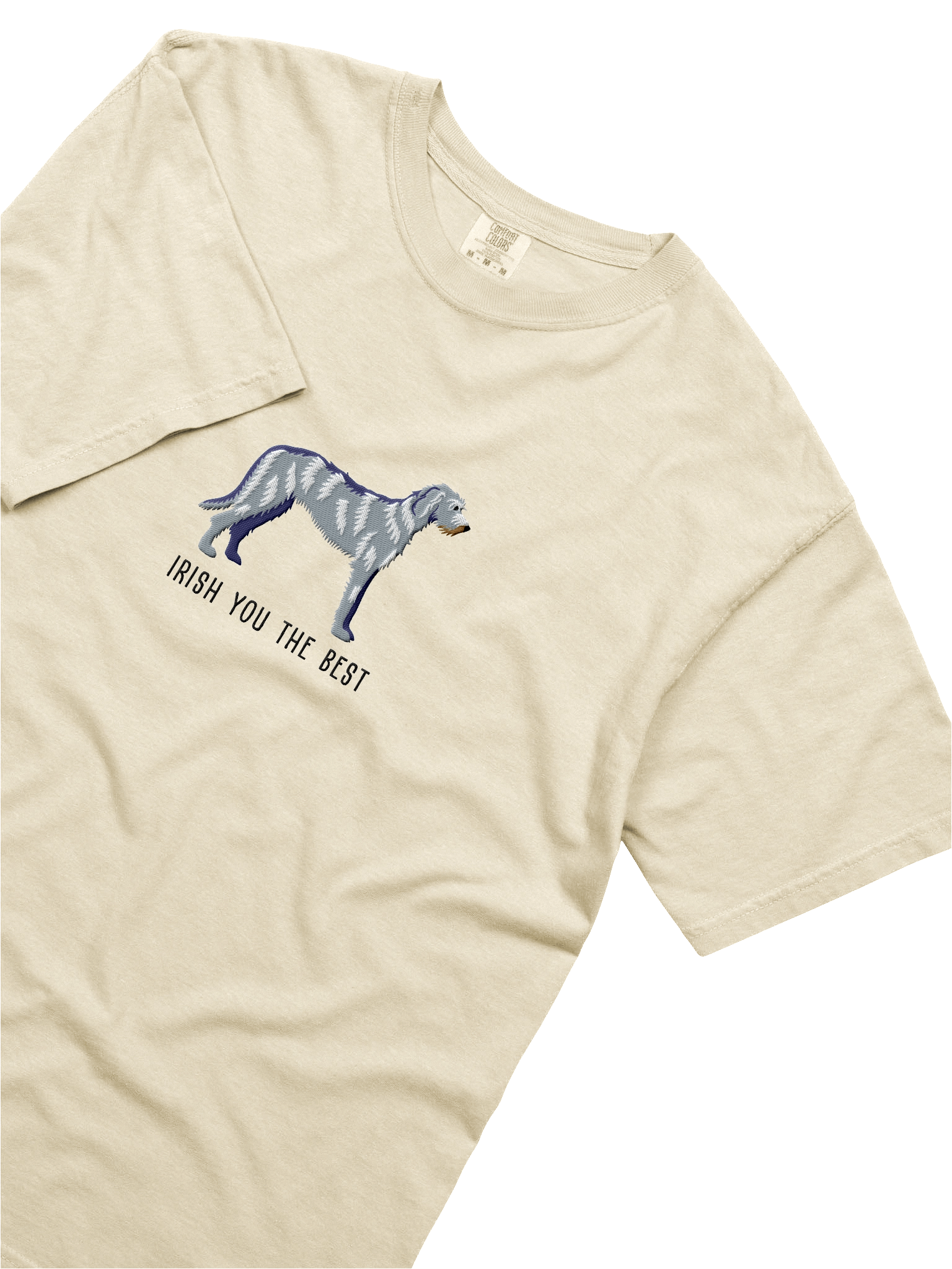 Irish You the Best T-Shirt(Embroidered) of an Irish Wolfhound(Gray) product image (45)