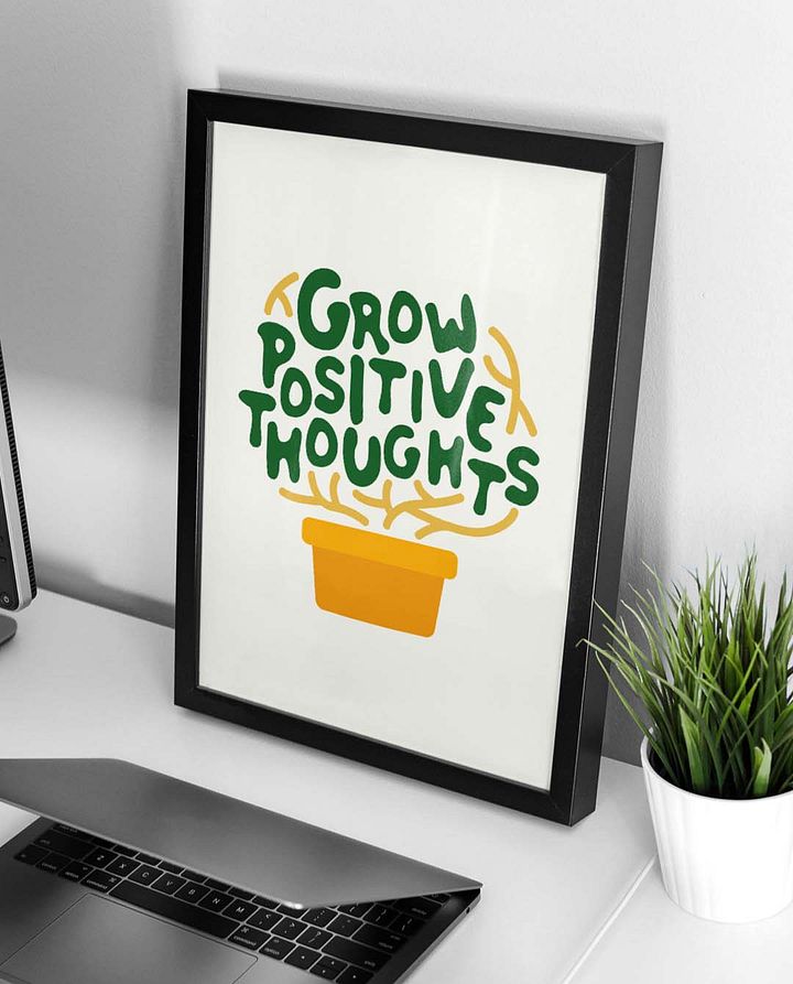 Grow Positive Thoughts Affirmation Printable Wall Art Decor - Instant Download product image (2)
