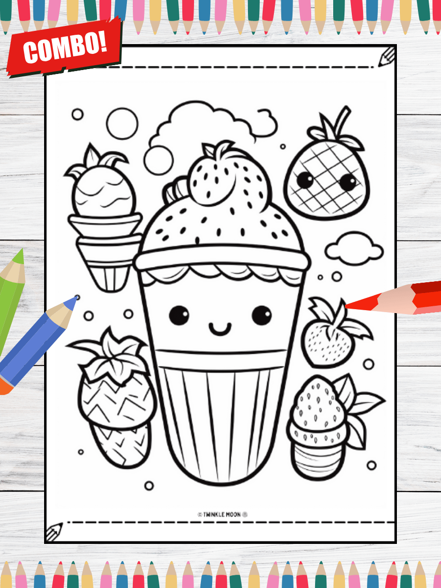 200 Cute Kawaii Coloring Pages#Combo (PDF Coloring Pages) product image (7)
