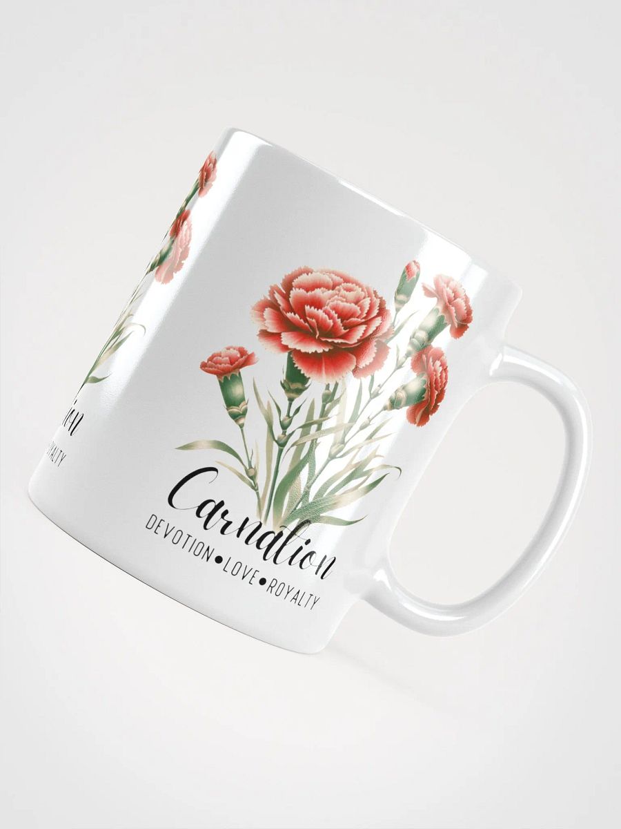 Carnation Ceramic White Mug: Devotion, Love, Royalty January Birth Month Flower product image (6)
