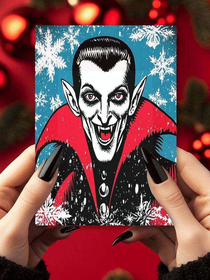 Retro Dracula Christmas Cards Pack of 10 • 5×7 product image (1)