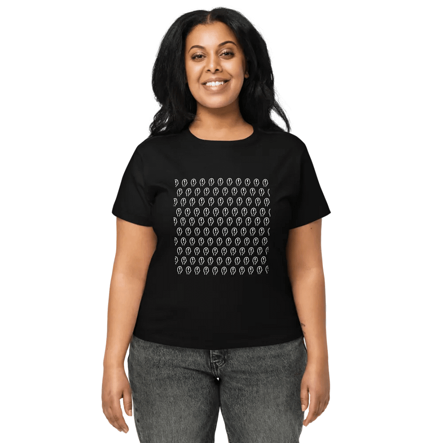EXCLAIMING MENTALLY (white repeating) printed waist-length tee product image (19)