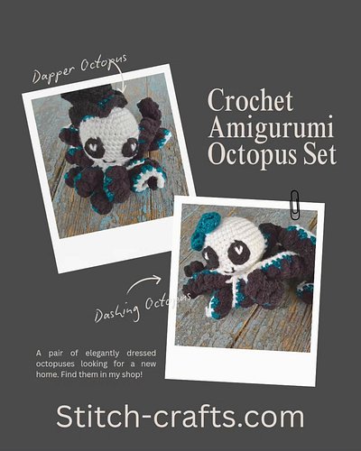 This pair of octopus are available in my shop! (Link in bio) I'm thinking of more in different colors, what do you think? #cr...
