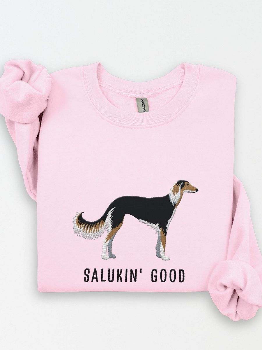 Salukin' Good Sweatshirt (Embroidered) of a Saluki(Black & Tan) product image (1)