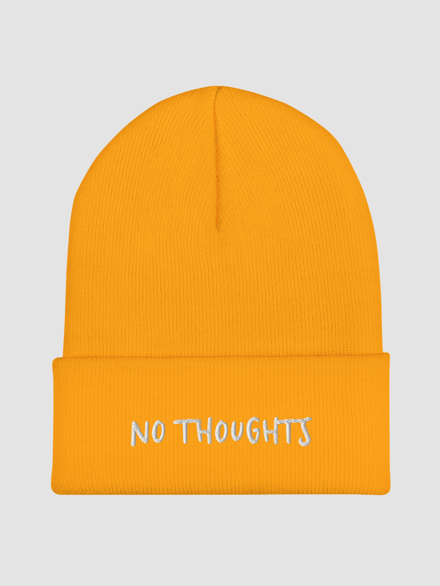 no thoughts embroidered cuffed beanie product image (2)