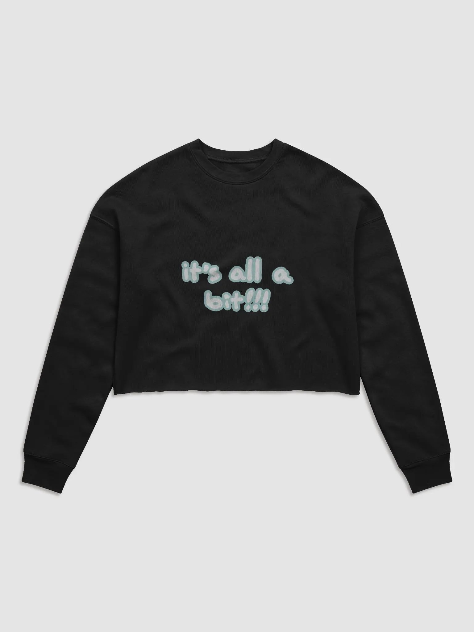 “It’s all a bit!!!” (sm. lined design, #CCE1C4) Women's Fleece Crop Sweatshirt product image (2)
