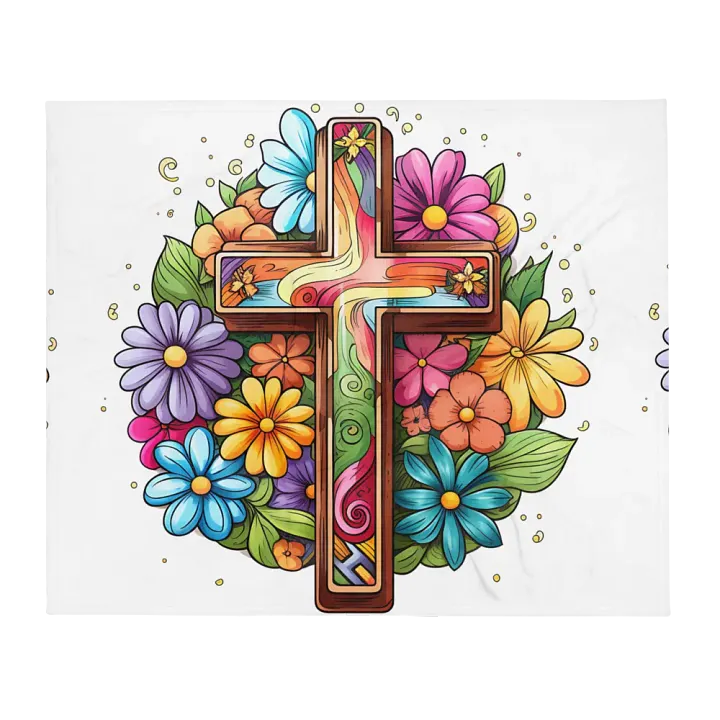 Colorful Cross and Floral Throw Blanket product image (13)