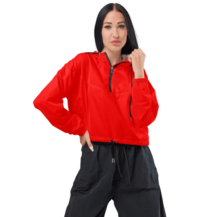 Plain Color Red Cropped Windbreaker product image (1)
