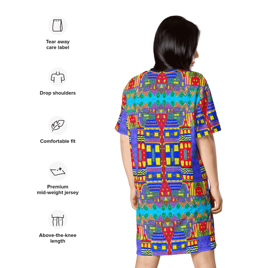 Abstract Playful Houses #2 Ladies T Shirt Dress product image (12)