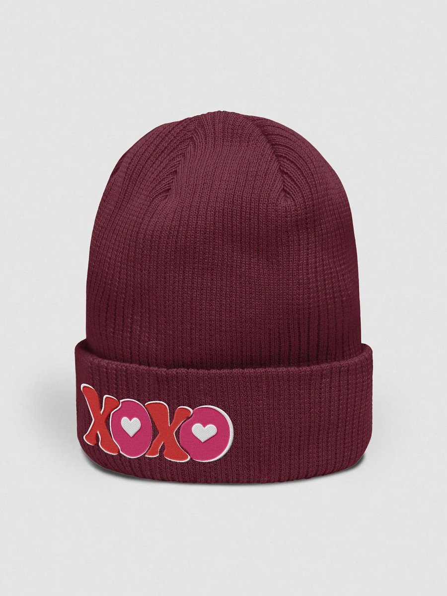 XOXO Embroidered Organic Cotton Ribbed Beanie product image (2)