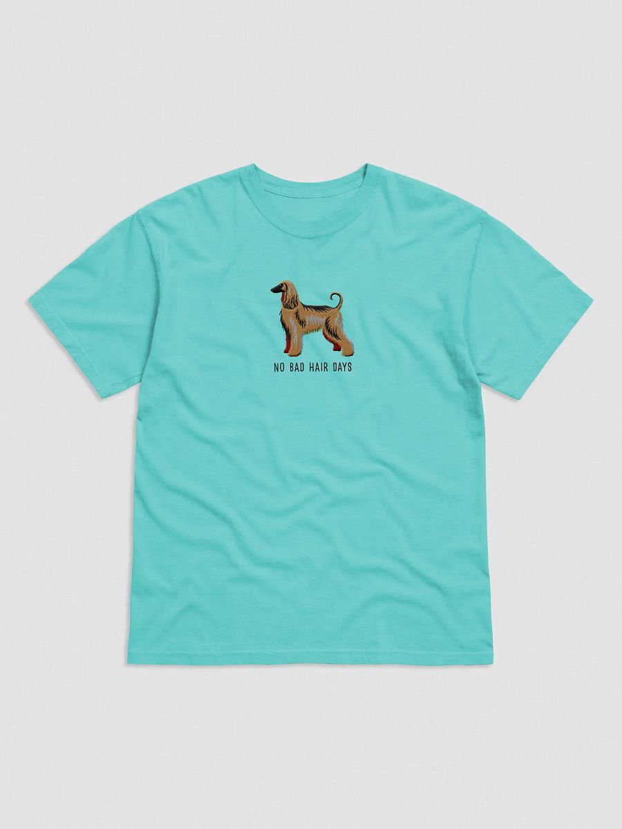 No Bad Hair Days T-Shirt(Embroidered) of an Afghan Hound(Black Mask) product image (17)