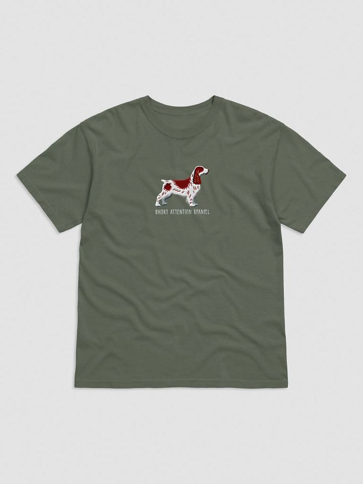 Short Attention Spaniel T-Shirt(Embroidered) of a Field Spaniel(Liver & White) product image (1)