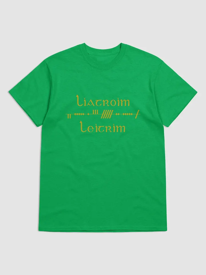 Leitrim/Liatroim Scholastic style Ogham green printed T-shirt product image (1)