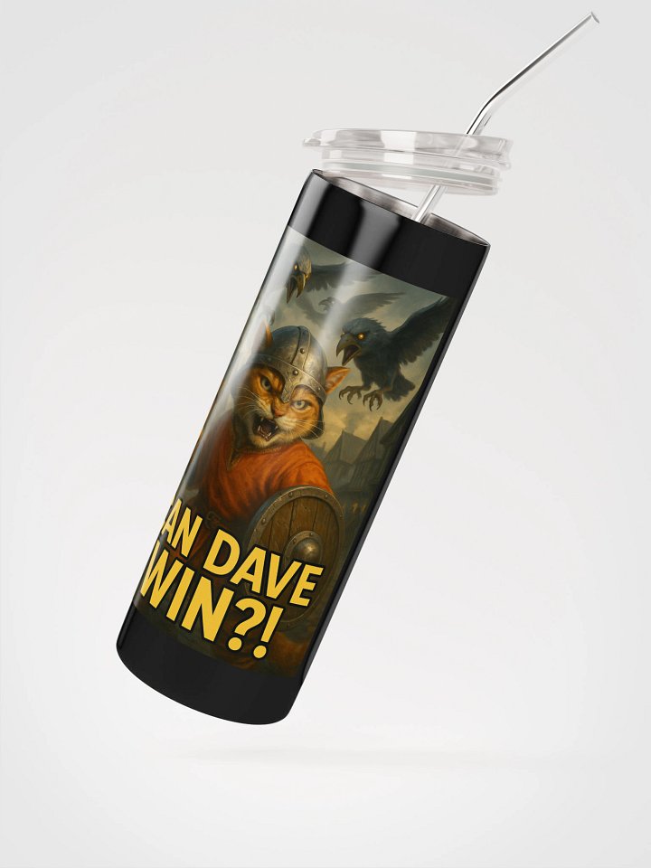 Dave the Viking Cat "Can Dave Win" Drinks holder with Straw product image (2)