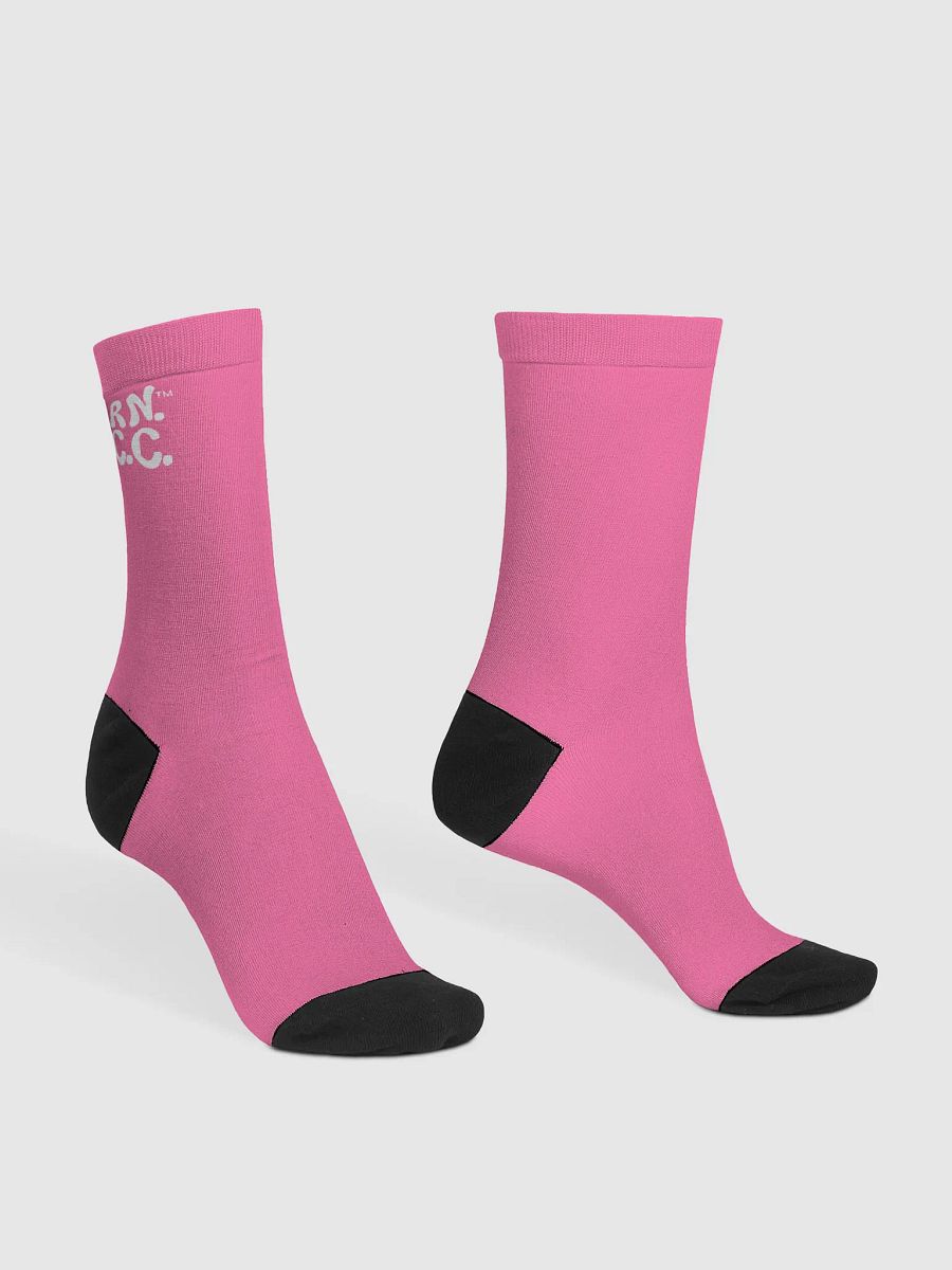 Salty Soles Crew Socks | BRN.2C.C.™ Edition | White Logo on Brilliant Rose product image (4)